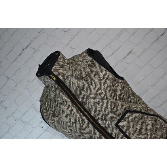 47851-a JCrew Quilted Jacket Vest Womens Sze Small Green Herringbone - Picture 3 of 7
